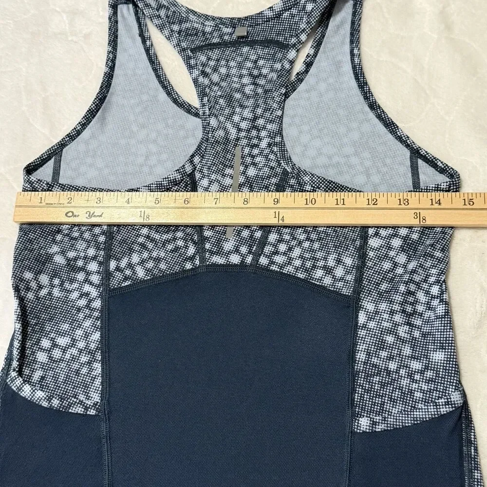 Nike Dri Fit Women's S Racerback Tank Top BLUE‎ Geometric Pockets Cycling Gym